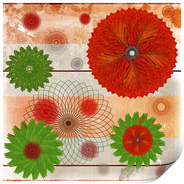 Floaral leaff decorative background Print by Helen Hotson