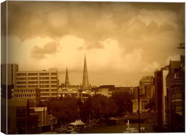 Bristol City - In Sepia. Canvas Print by Heather Goodwin