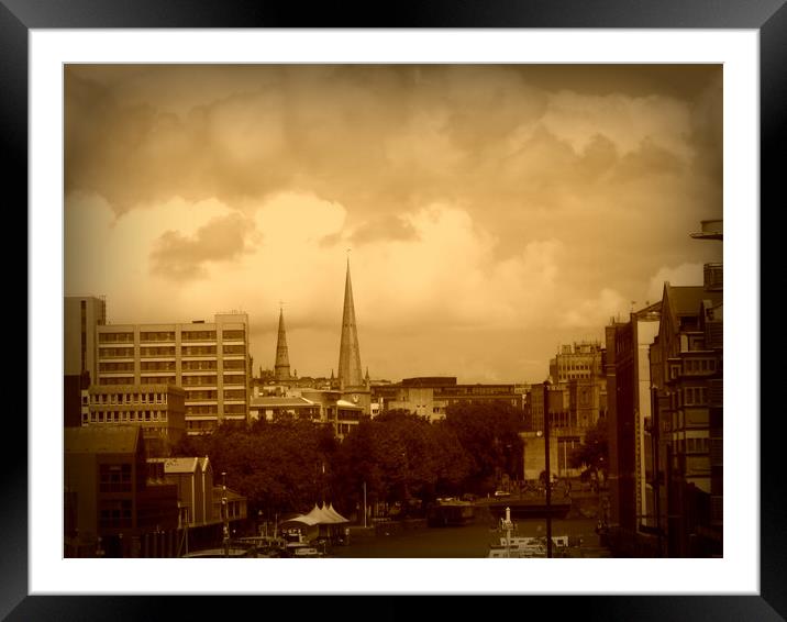 Bristol City - In Sepia. Framed Mounted Print by Heather Goodwin
