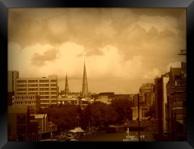 Bristol City - In Sepia. Framed Print by Heather Goodwin