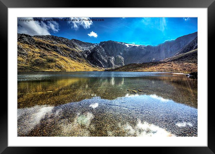 The Gylders relecting in llyn Idwal Framed Mounted Print by Pete Lawless