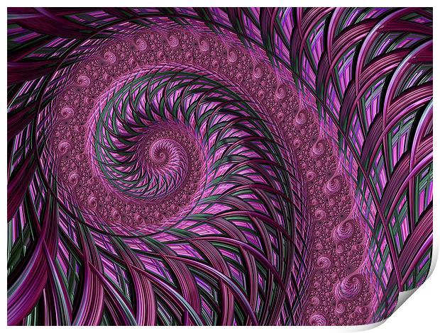 Fractal art maroon spirals Print by Steve Hughes