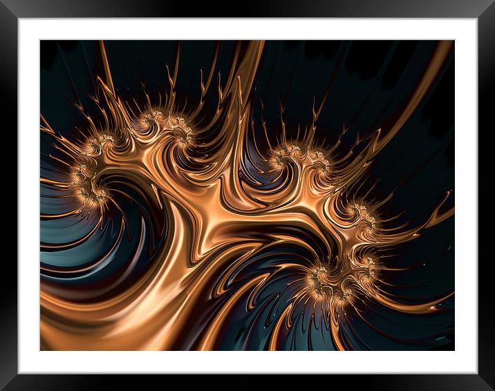 Golden abstract fractal art Framed Mounted Print by Matthias Hauser