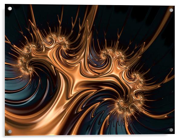 Golden abstract fractal art Acrylic by Matthias Hauser