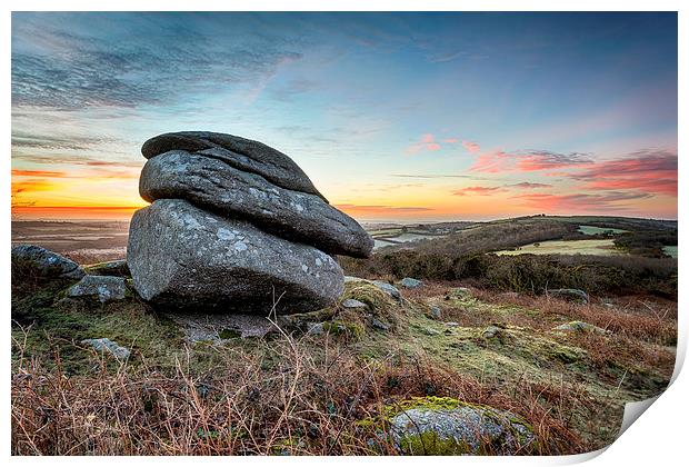 Helman Tor Print by Helen Hotson