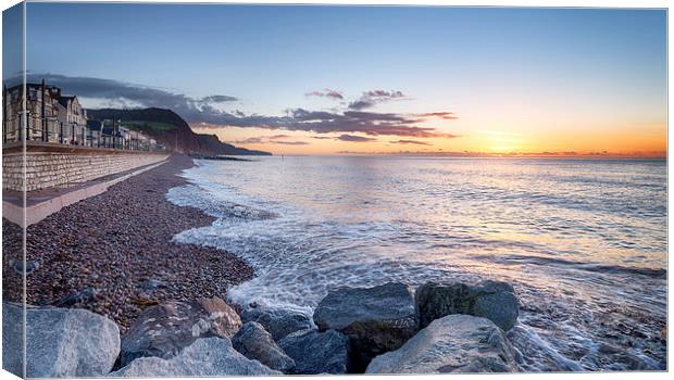 Sidmouth Seafront Canvas Print by Helen Hotson