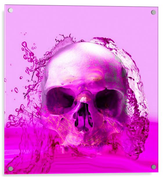 Purple Skull in Water Acrylic by Matthew Lacey