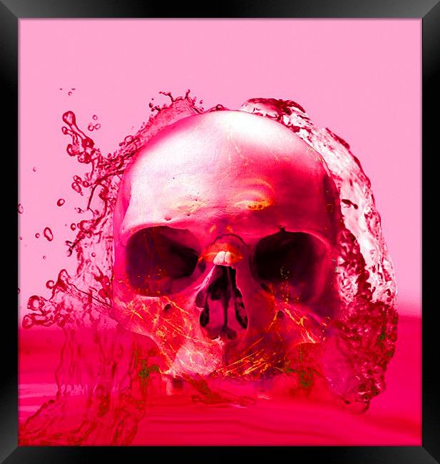 Red Skull in Water Framed Print by Matthew Lacey