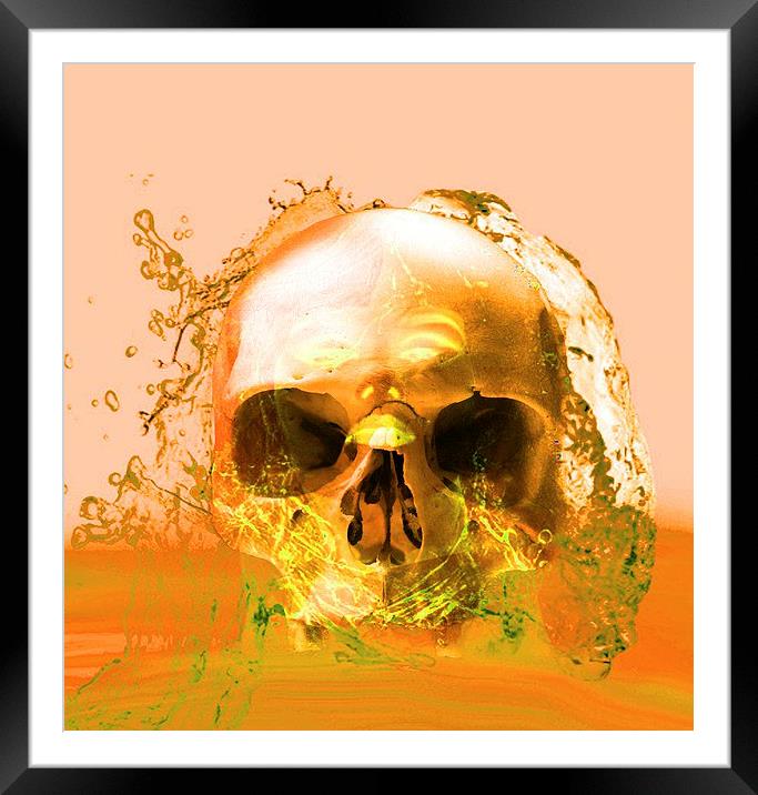 Golden Skull in Water Framed Mounted Print by Matthew Lacey