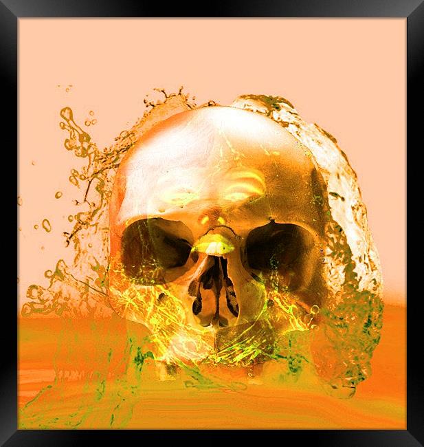 Golden Skull in Water Framed Print by Matthew Lacey