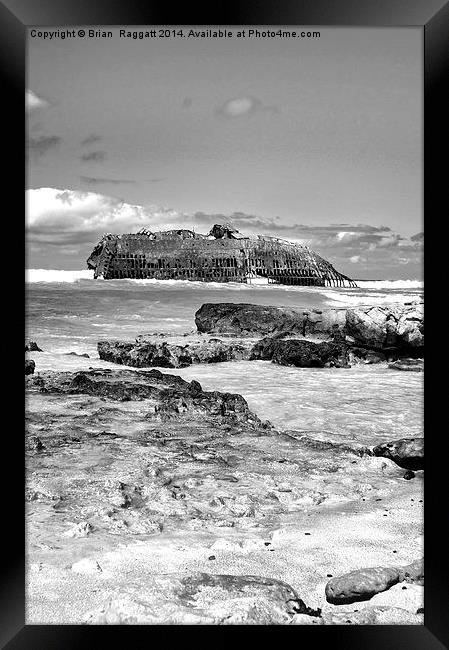 Santa Maria Wreck Cape Verde  BW Framed Print by Brian  Raggatt