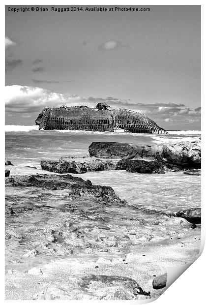 Santa Maria Wreck Cape Verde  BW Print by Brian  Raggatt