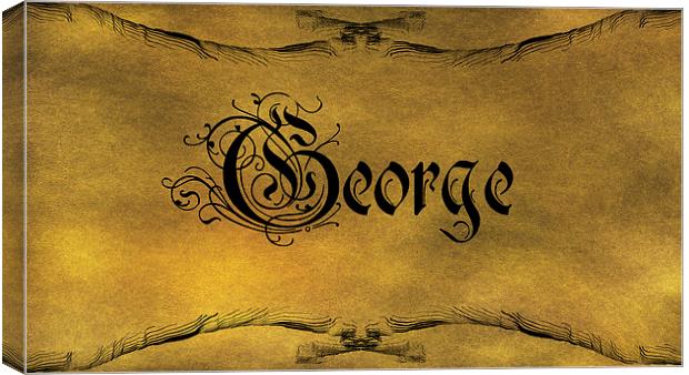 The Name George In Old Word Calligraphy Canvas Print by George Cuda