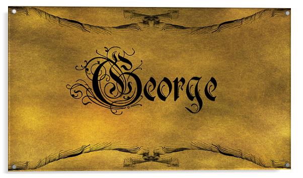 The Name George In Old Word Calligraphy Acrylic by George Cuda