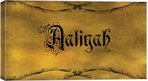 The Name Aaliyah In Old Word Calligraphy Canvas Print by George Cuda