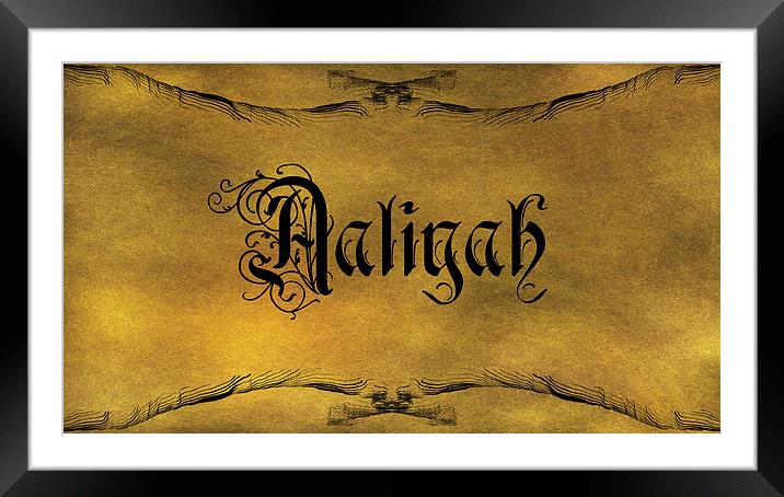 The Name Aaliyah In Old Word Calligraphy Framed Mounted Print by George Cuda