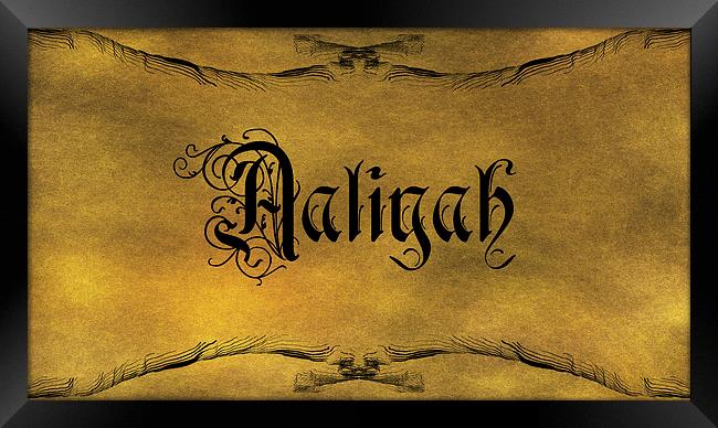 The Name Aaliyah In Old Word Calligraphy Framed Print by George Cuda