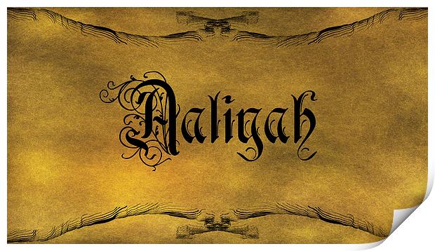 The Name Aaliyah In Old Word Calligraphy Print by George Cuda
