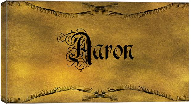 The Name Aaron In Old Word Calligraphy Canvas Print by George Cuda