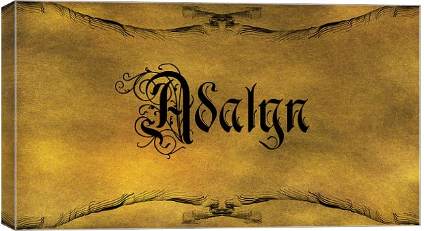 The Name Adalyn In Old Word Calligraphy Canvas Print by George Cuda