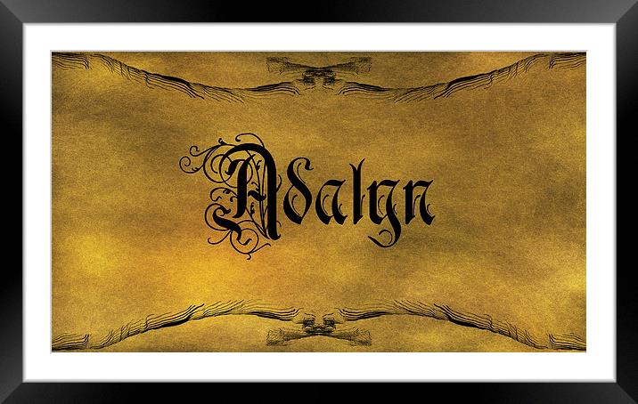 The Name Adalyn In Old Word Calligraphy Framed Mounted Print by George Cuda