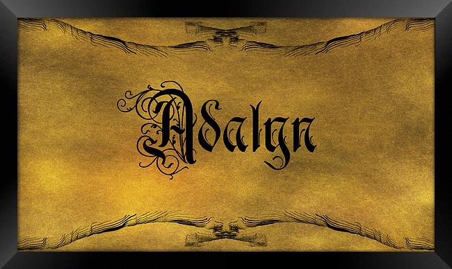 The Name Adalyn In Old Word Calligraphy Framed Print by George Cuda
