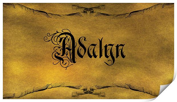 The Name Adalyn In Old Word Calligraphy Print by George Cuda