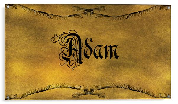 The Name Adam In Old Word Calligraphy Acrylic by George Cuda