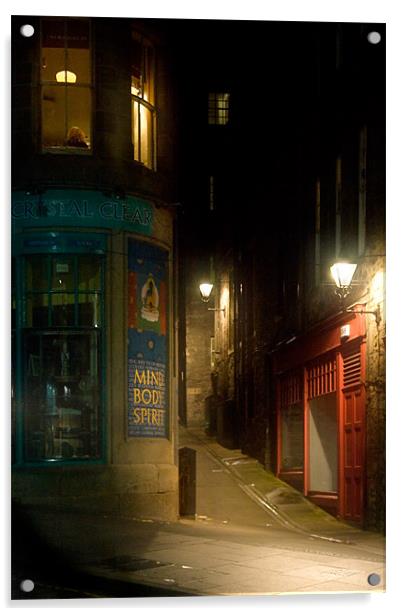 Edinburgh at Night Acrylic by Ann Garrett