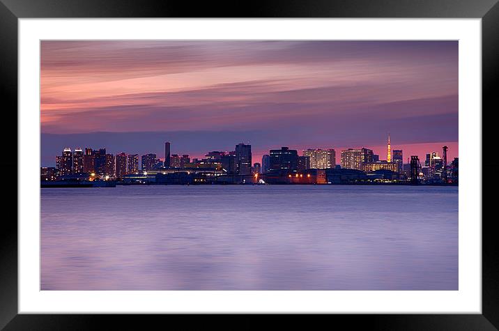 Tokyo Bay skyline Framed Mounted Print by Chris Gilloch