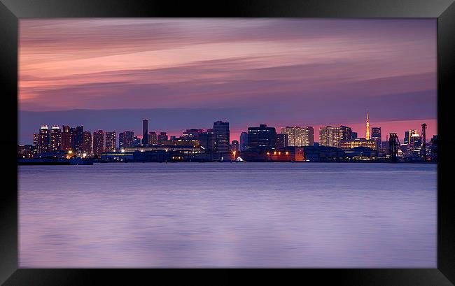 Tokyo Bay skyline Framed Print by Chris Gilloch