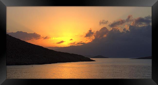 Sunrise on Halki Framed Print by Tom Gomez