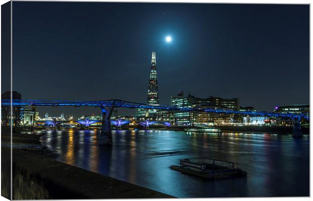 Moon & Mars Over The Shard Canvas Print by Philip Pound