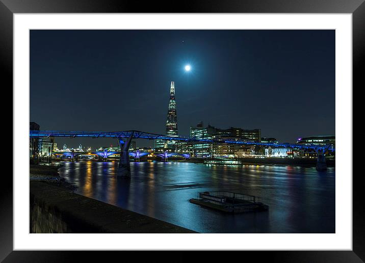 Moon & Mars Over The Shard Framed Mounted Print by Philip Pound