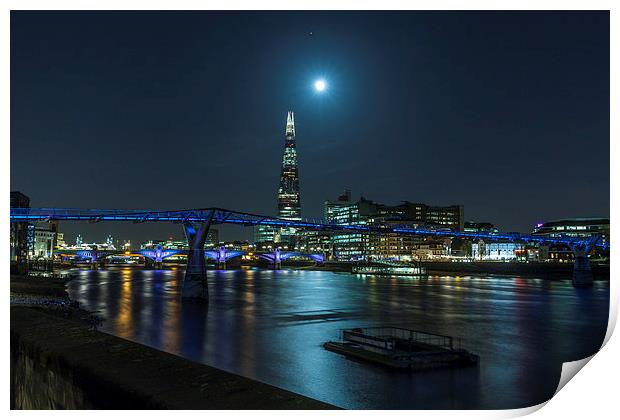 Moon & Mars Over The Shard Print by Philip Pound