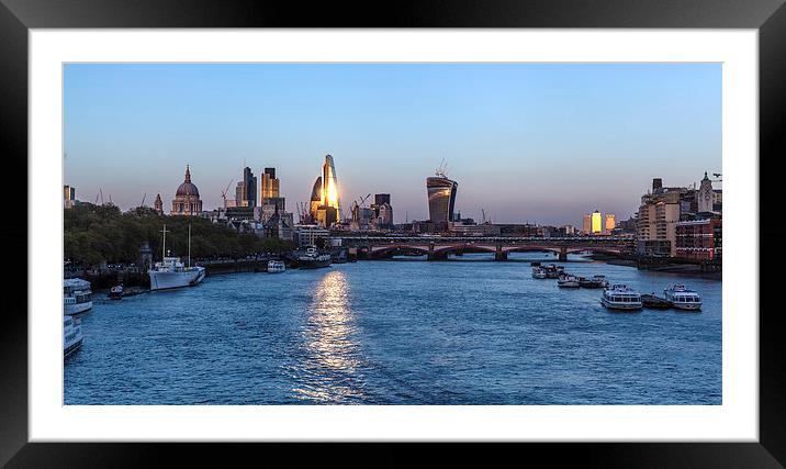 Sunset Over the City of London Framed Mounted Print by Philip Pound