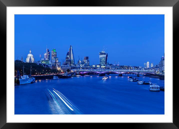 Night View of City of London Framed Mounted Print by Philip Pound