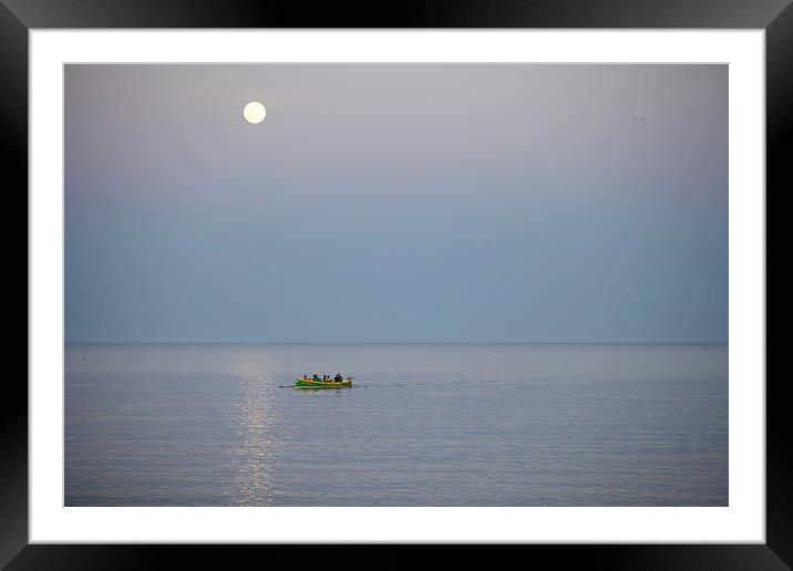 Weymouth Rowing Club Moonlit Row Framed Mounted Print by Paul Brewer