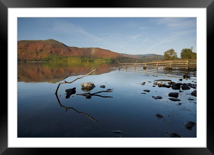 Reflections on Derwent Water Framed Mounted Print by Eddie John