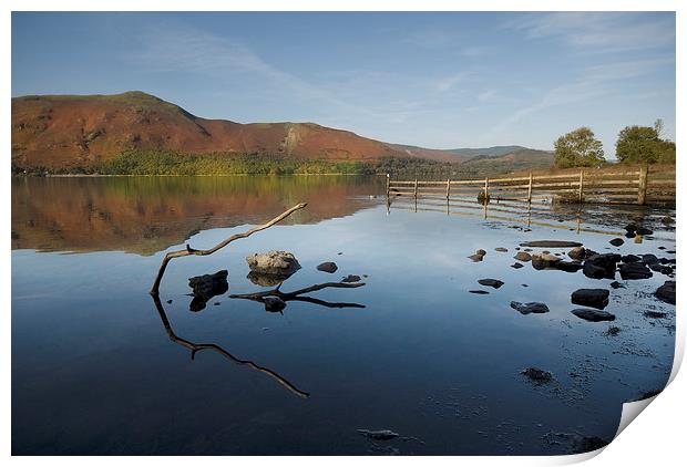 Reflections on Derwent Water Print by Eddie John