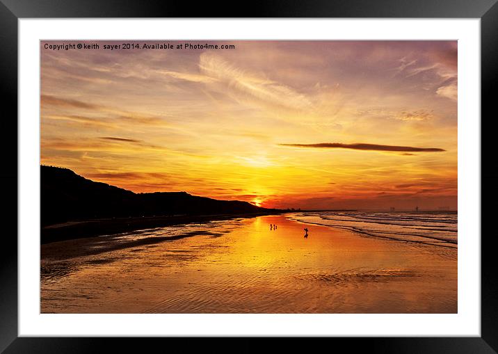 Saltburn Beach Sunset Framed Mounted Print by keith sayer