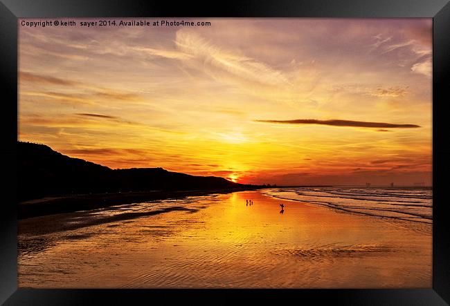 Saltburn Beach Sunset Framed Print by keith sayer