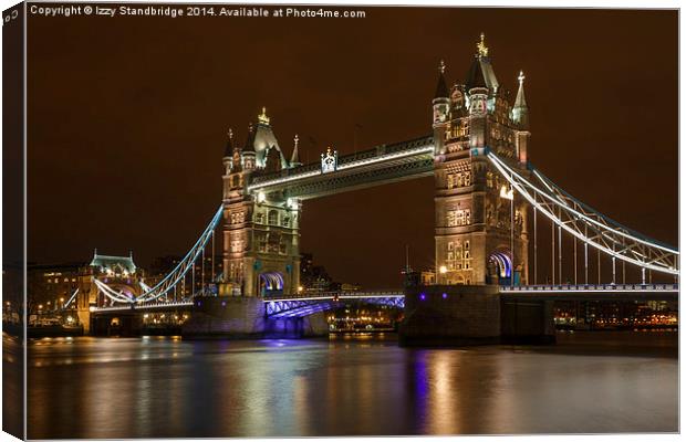 Tower Bridge, London, at night Canvas Print by Izzy Standbridge