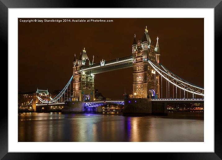 Tower Bridge, London, at night Framed Mounted Print by Izzy Standbridge