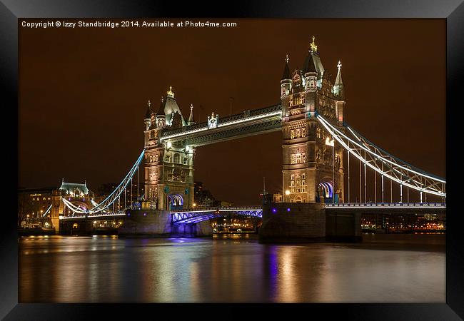 Tower Bridge, London, at night Framed Print by Izzy Standbridge