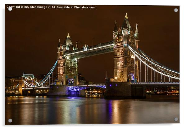 Tower Bridge, London, at night Acrylic by Izzy Standbridge