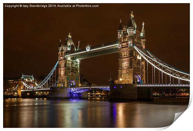 Tower Bridge, London, at night Print by Izzy Standbridge