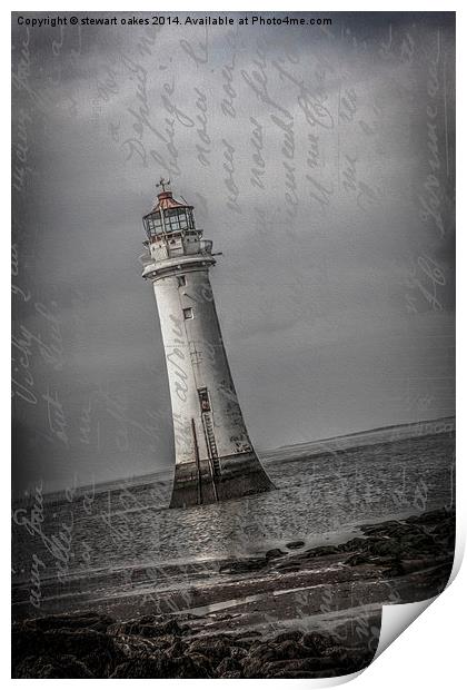 Perch Rock shabby chic New Brighton Print by stewart oakes