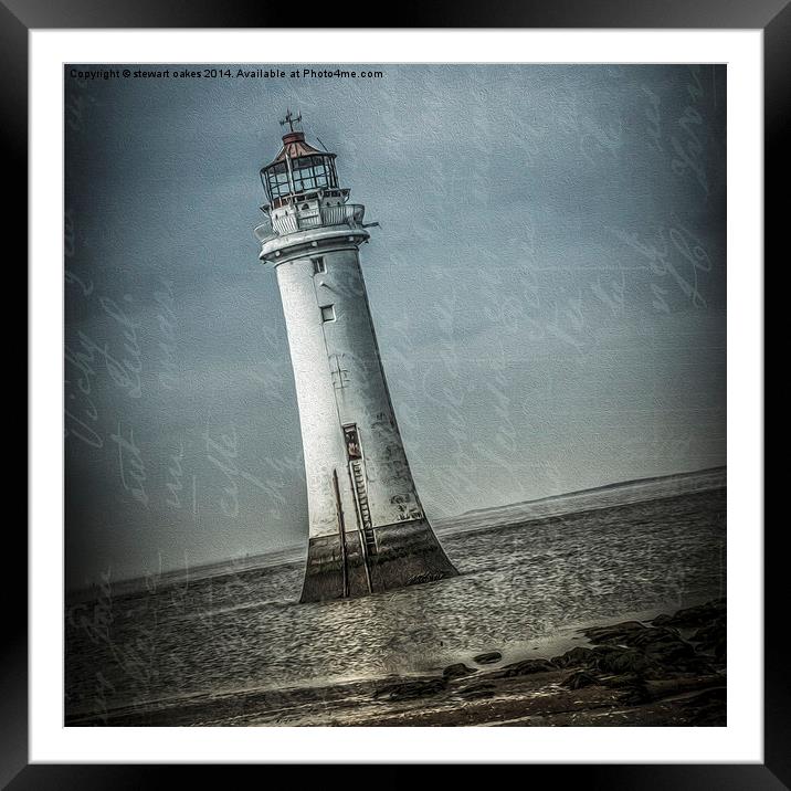 Perch Rock shabby chic 2 New Brighton Framed Mounted Print by stewart oakes
