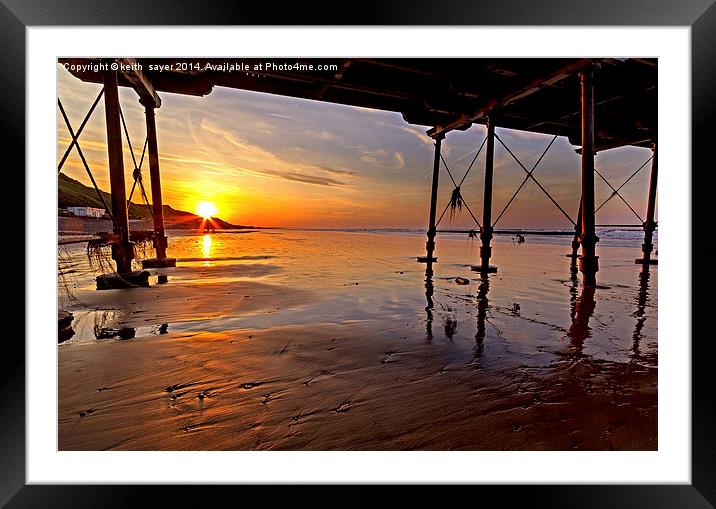 Saltburn Pier Sunset Framed Mounted Print by keith sayer